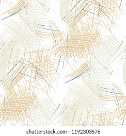 Various Pencil Strokes. Seamless Texture with chaotic Hand Drawn Lines. Modern Background for Chintz, Print, Underwear. Vertical, Horizontal and Diagonal Strokes. Grunge Vector Texture