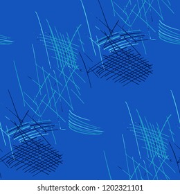 Various Pencil Strokes. Seamless Texture with chaotic Hand Drawn Lines. Trendy Background for Print, Wallpaper, Swimwear. Vertical, Horizontal and Diagonal Strokes. Grunge Vector Texture