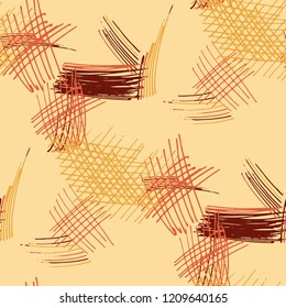 Various Pencil Strokes. Seamless Texture with chaotic Hand Drawn Lines. Modern Background for Cloth, Wallpaper, Linen. Vertical, Horizontal and Diagonal Strokes. Grunge Vector Texture