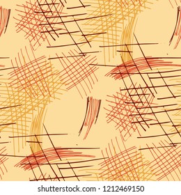 Various Pencil Strokes. Seamless Texture with chaotic Hand Drawn Lines. Vintage Background for Curtain, Shirt, Tablecloth. Vertical, Horizontal and Diagonal Strokes. Grunge Vector Texture
