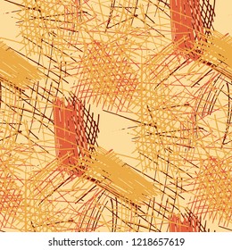Various Pencil Strokes. Seamless Texture with chaotic Hand Drawn Lines. Trendy Background for Chintz, Print, Swimwear. Vertical, Horizontal and Diagonal Strokes. Grunge Vector Texture