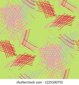 Various Pencil Strokes. Seamless Texture with chaotic Hand Drawn Lines. Vintage Background for Chintz, Print, Swimwear. Vertical, Horizontal and Diagonal Strokes. Grunge Vector Texture