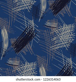 Various Pencil Strokes. Seamless Texture with chaotic Hand Drawn Lines. Retro Background for Textile, Paper, Fabric. Vertical, Horizontal and Diagonal Strokes. Grunge Vector Texture
