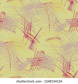 Various Pencil Strokes. Seamless Texture with chaotic Hand Drawn Lines. Modern Background for Print, Wallpaper, Swimwear. Vertical, Horizontal and Diagonal Strokes. Grunge Vector Texture