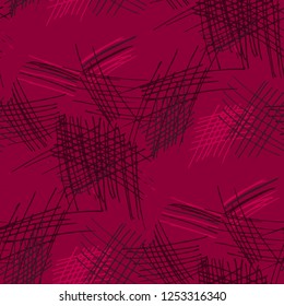 Various Pencil Strokes. Seamless Texture with chaotic Hand Drawn Lines. Vintage Background for Print, Wallpaper, Swimwear. Vertical, Horizontal and Diagonal Strokes. Grunge Vector Texture