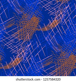 Various Pencil Strokes. Seamless Texture with chaotic Hand Drawn Lines. Retro Background for Cloth, Dress, Linen. Vertical, Horizontal and Diagonal Strokes. Grunge Vector Texture