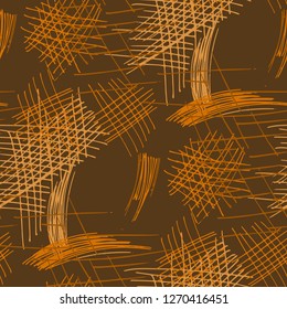 Various Pencil Strokes. Seamless Texture with chaotic Hand Drawn Lines. Retro Background for Textile, Shirt, Fabric. Vertical, Horizontal and Diagonal Strokes. Grunge Vector Texture