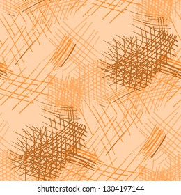 Various Pencil Strokes. Seamless Texture with chaotic Hand Drawn Lines. Retro Background for Curtain, Shirt, Tablecloth. Vertical, Horizontal and Diagonal Strokes. Grunge Vector Texture
