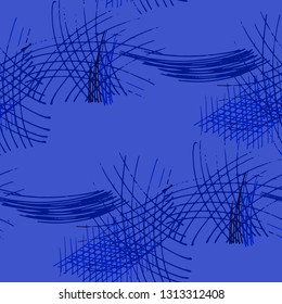Various Pencil Strokes. Seamless Texture with chaotic Hand Drawn Lines. Modern Background for Curtain, Dress, Tablecloth. Vertical, Horizontal and Diagonal Strokes. Grunge Vector Texture