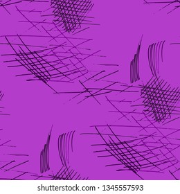 Various Pencil Strokes. Seamless Texture with chaotic Hand Drawn Lines. Retro Background for Chintz, Print, Swimwear. Vertical, Horizontal and Diagonal Strokes. Grunge Vector Texture