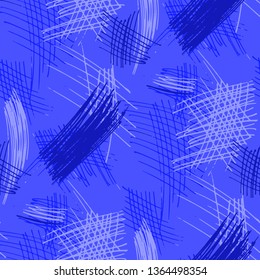 Various Pencil Strokes. Seamless Texture with chaotic Hand Drawn Lines. Retro Background for Chintz, Print, Swimwear. Vertical, Horizontal and Diagonal Strokes. Grunge Vector Texture