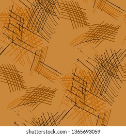 Various Pencil Strokes. Seamless Texture with chaotic Hand Drawn Lines. Modern Background for Chintz, Wallpaper, Swimwear. Vertical, Horizontal and Diagonal Strokes. Grunge Vector Texture