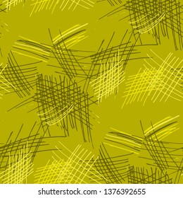 Various Pencil Strokes. Seamless Texture with chaotic Hand Drawn Lines. Modern Background for Print, Wallpaper, Swimwear. Vertical, Horizontal and Diagonal Strokes. Grunge Vector Texture