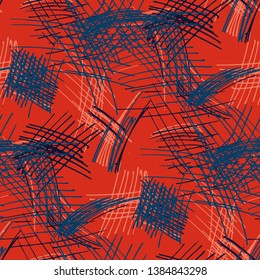 Various Pencil Strokes. Seamless Texture with chaotic Hand Drawn Lines. Modern Background for Paper, Wallpaper, Linen. Vertical, Horizontal and Diagonal Strokes. Grunge Vector Texture