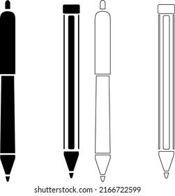 various pens both black filled and stroke vector