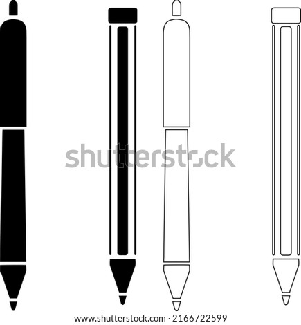 various pens both black filled and stroke vector
