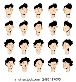 Various people avatar of diverse business team flat design vector collection. Bundle of joyful smiling colleagues. Man and woman faces.