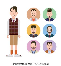 Various people avatar. flat design style men and woman characters. People portraits icon set.