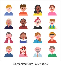 various people bust character vector illustration flat design
