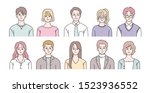 Various people character. ID photo concept bust shot. hand drawn style vector design illustrations. 