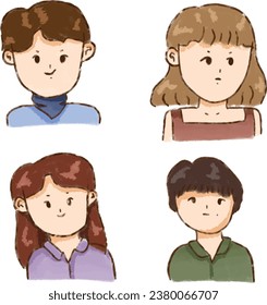 Various people half body character. man and woman