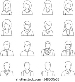 Various People Icons Set. Outline Illustration Of 16 Various People Vector Icons For Web