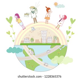 Various people and situations in the world