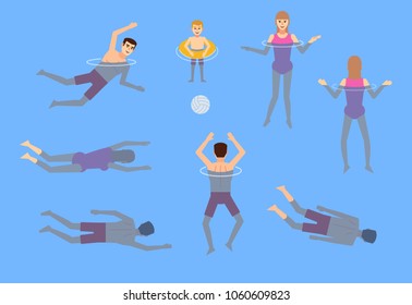 738 Illustrator flat design people swimming top view Images, Stock ...