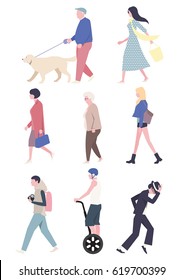 various people walk on street vector illustration flat design