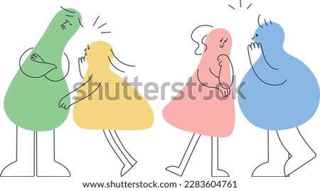 Various people whispering secrets into ears