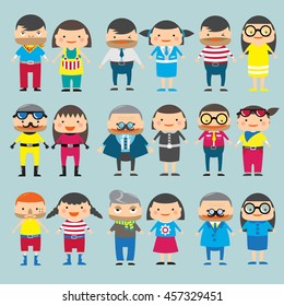 Various Peoples. Collection of different men and women in business clothes and free-style. Vector illustration with businessman and businesswoman, flat style. Set of 18 business men and women.