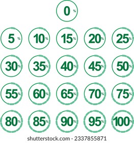Various percentages circle set. vector