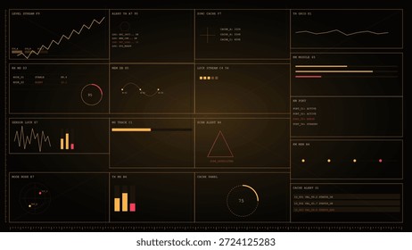 Various performance metrics are displayed on a dark screen with charts and graphs. Data points and statistics are organized for review. The visuals highlight trends and values.