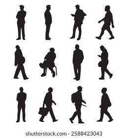 Various Personalities of people Silhouettes Vector For Design, White Background