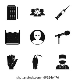 Various phobias icon set. Simple style set of 9 various phobias vector icons for web isolated on white background