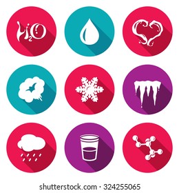 Various Physical State Of Water Icons Set. Vector Illustration.