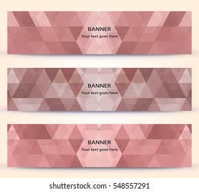 Various pink color polygonal abstract banner template for companies and private use