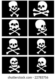 various pirate flags with skulls and crossbones vector illustration