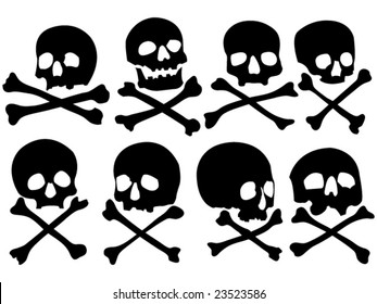 various pirate skulls and crossbones vector illustration