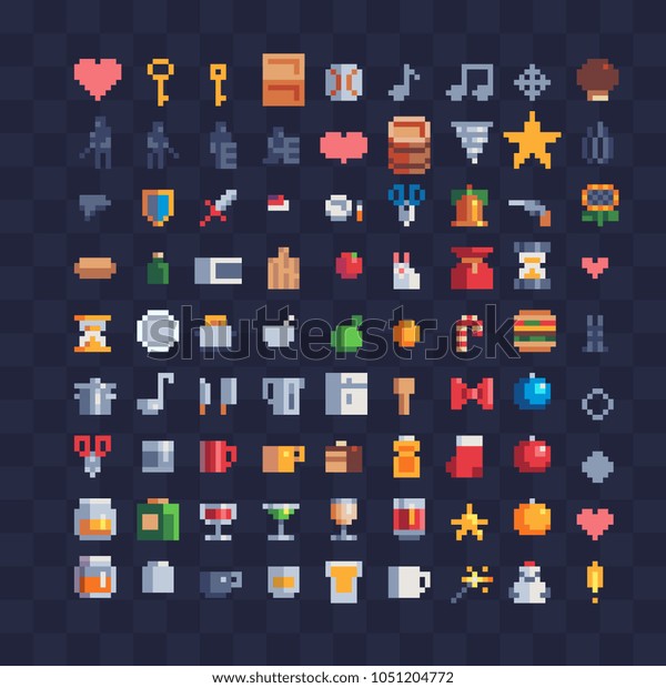 Various Pixel Art Icons Design Logo Stock Vector (Royalty Free) 1051204772