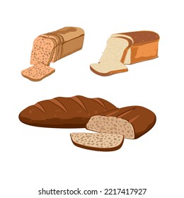Various plain bread designs for trade banner templates. Vector.