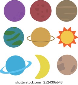 various planet icon set illustration