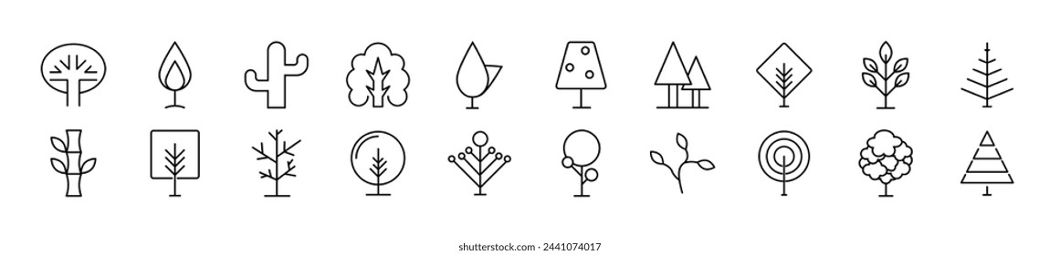 Various plants linear vector icons collection. Editable stroke. Simple linear illustration for web sites, newspapers, articles book