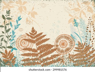 Various plants painted in a few colors