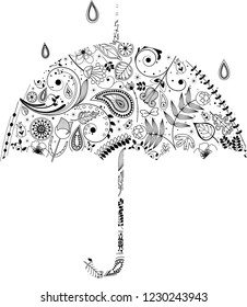various plants patterns in umbrella