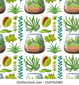 Various plants seamless pattern illustration