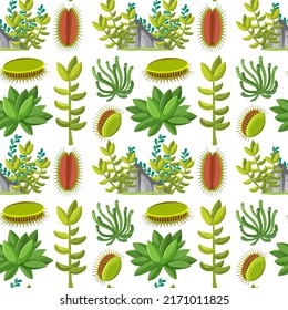 Various plants seamless pattern illustration