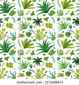 Various plants seamless pattern illustration