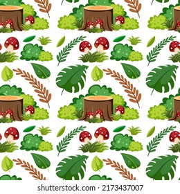 Various plants seamless pattern illustration