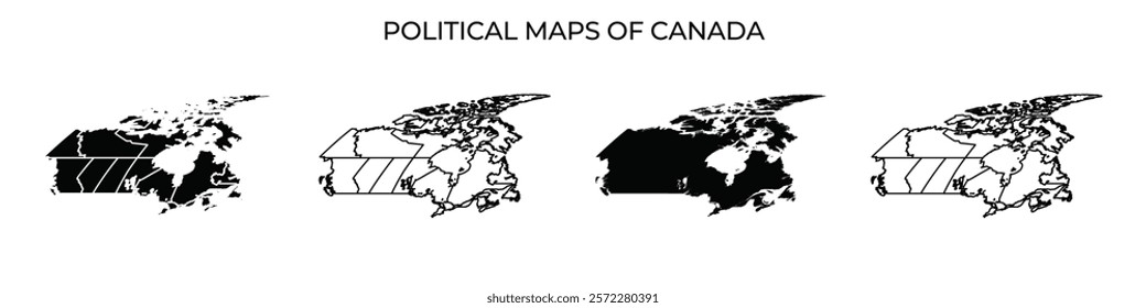 Various political maps of Canada present distinct regions and boundaries. Each map highlights unique aspects of the countrys geography and political divisions, enhancing understanding of its layout.